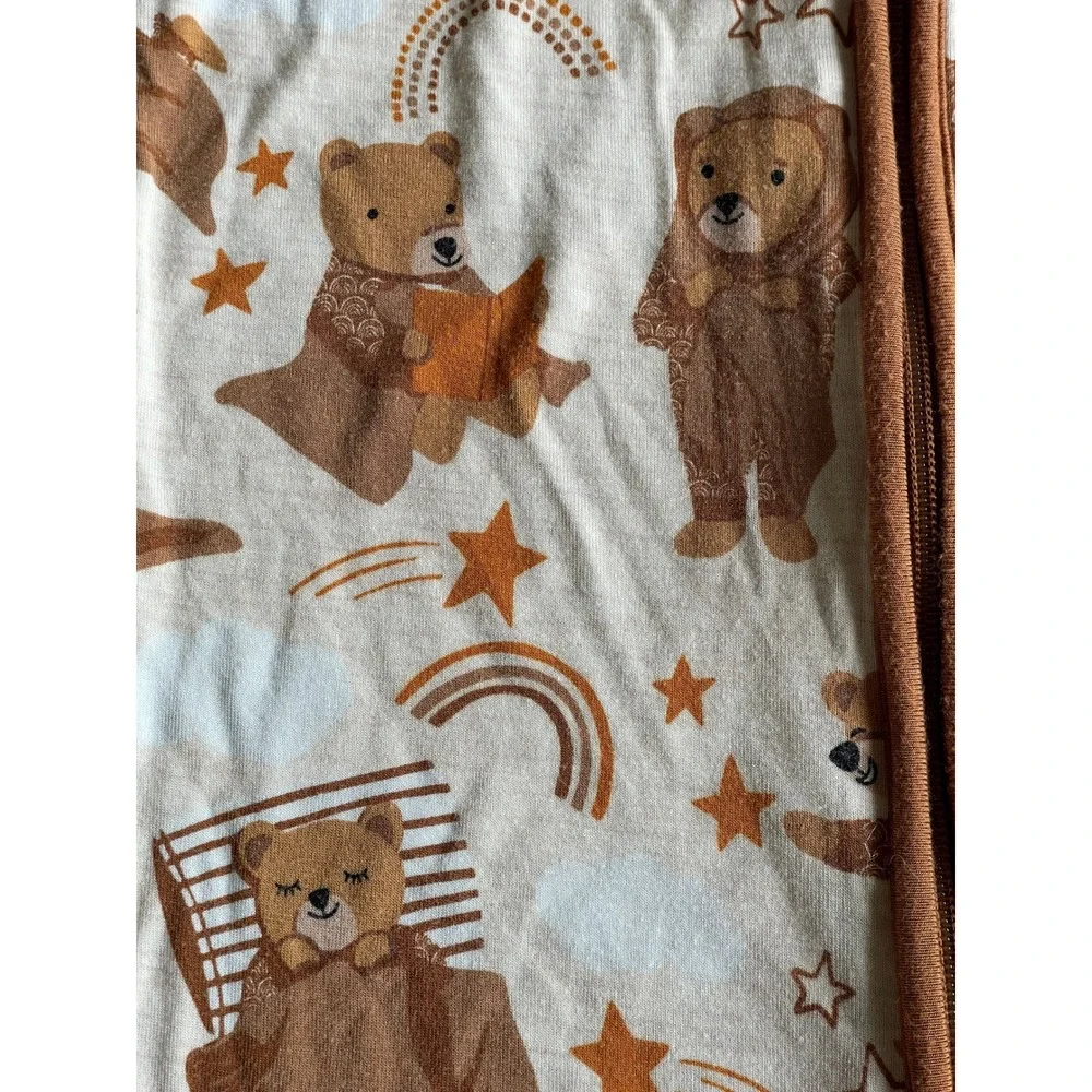 Little Sleepies Bamboo Teddy Bear Foldover Sleeper Footie PJs Pajamas Romper